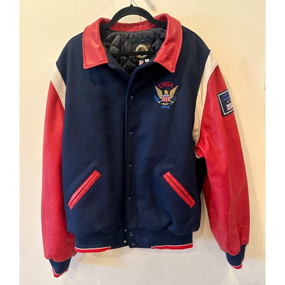 Vintage Dehen 90s XL US Open National Championship Leather Wool Letterman Jacket